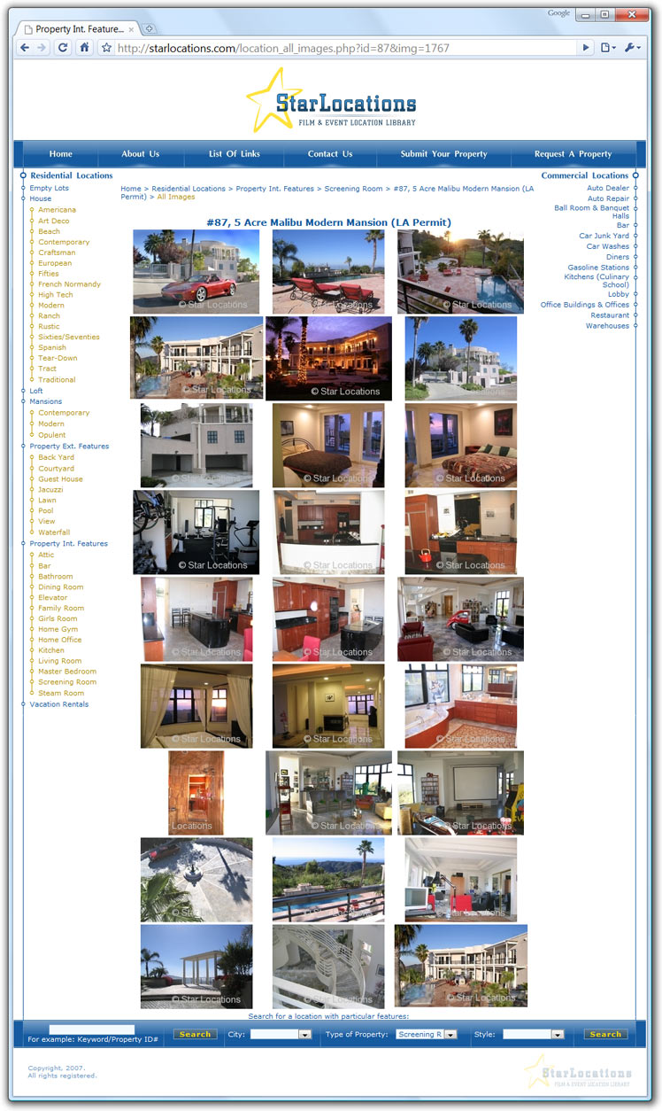 StarLocations, All Pictures on One Page