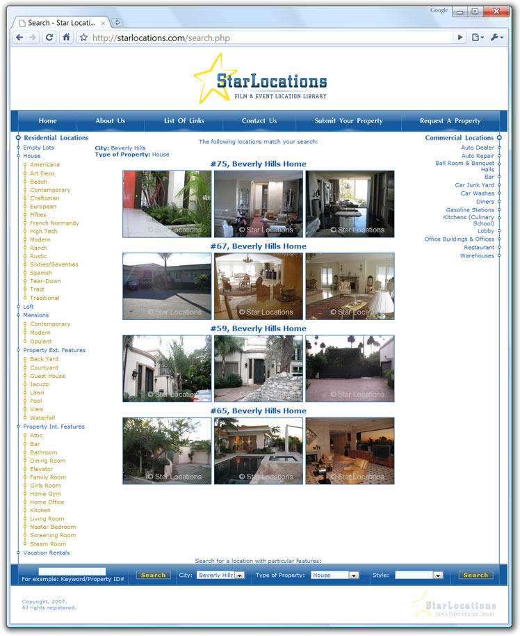 StarLocations, Filter and Search Tool